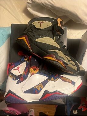 Jordan Retro 7 Sneakers — Black/Olive & sweater 7 bundle size 10 used